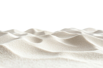 Close up of fine white sand dunes isolated on transparent background. Sand of dust isolated on white background.