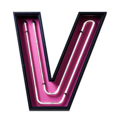 3D illustration of White Neon light alphabet character Capital letter V. Neon tube Capital letter White glow effectSupports PNG files with transparent backgrounds.