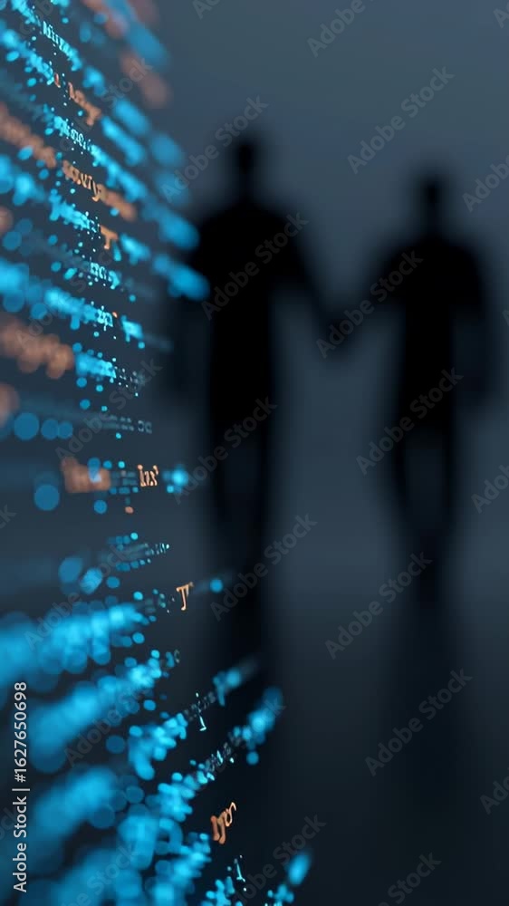 Poster hands shaking as a symbol of partnership over a smart technology backdrop in a digital environment