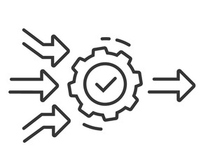 Simplify business process workflow icon line stroke graphic vector, outline thin linear operation method automation management implementation sign symbol, improve work flow efficiency tech