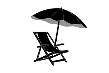 Beach chair and umbrella silhouette.