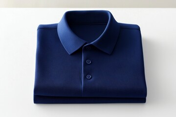 Stylish presentation of a navy polo shirt enhances its classic appeal.
