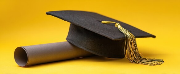 The graduation cap and diploma symbolizing achievement and academic success