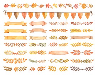 Watercolor autumnal decorative elements (2)