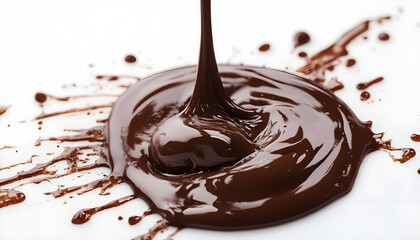 Chocolate glaze on white background for dessert decoration