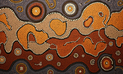 Vibrant Aboriginal Dot Painting with Earthy Tones