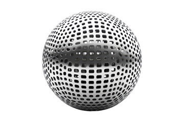 Abstract sphere with grid pattern isolated on transparent background. Silver sphere ball icon isolated on white background, 3d render.