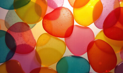 Vibrant Heart-Shaped Translucent Shapes Colorful Background