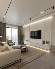 modern living room with fireplace