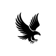 Obraz premium Eagle logo , bird, eagle, vector, silhouette, tattoo, wing, flying, illustration, dove, animal, wings, black, birds, feather, fly, falcon, design, icon, nature, hawk, pigeon, symbol, drawing, angel, b