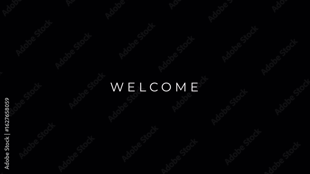 Poster minimalist glitch animation of “welcome” text with alpha channel. perfect for modern overlays and st