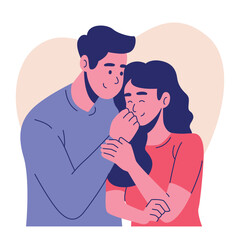Illustration of an Romantic Couple Hugging