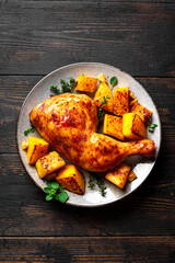 Autumn meal: roasted chicken and pumpkin