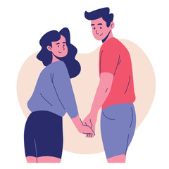 Obraz premium Illustration of an Romantic Couple Holding Hand