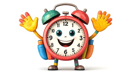 Cartoon alarm clock with backpack