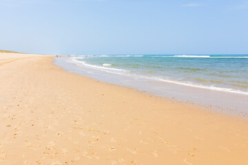South beach of Mimizan-Plage, France, on a hazy summer day