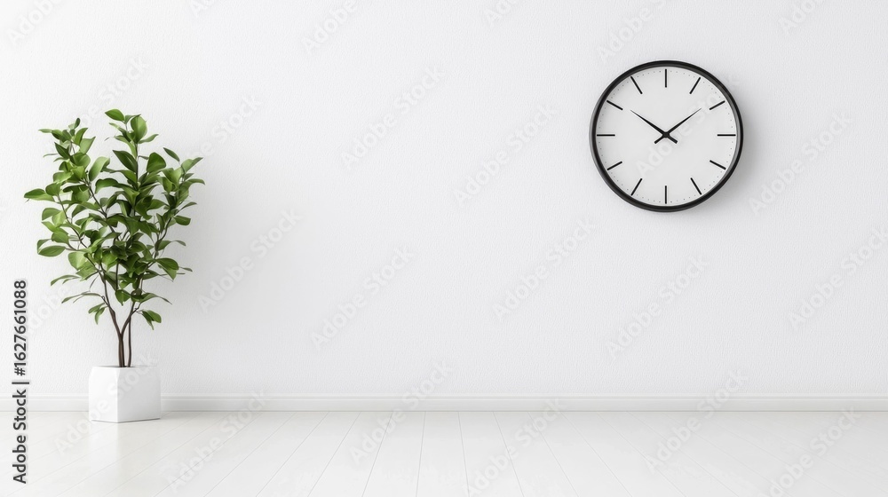 Poster elegant wall clock with a clean minimalist design perfectly suited for modern home or office interio
