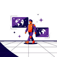 Obraz premium Business people silhouettes vector illustration with a man and woman on a laptop