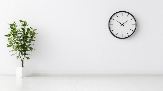 Elegant wall clock with a clean minimalist design perfectly suited for modern home or office interiors Its round analog face and simple black frame create a sophisticated - Powered by Adobe
