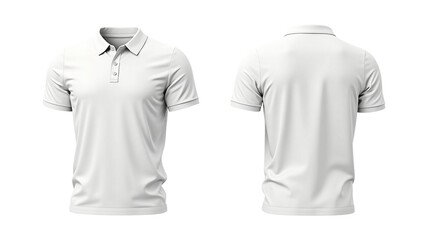 Blank white polo T-Shirts Mockup template Front and Back View isolated on transparent background, polo shirt design presentation for print