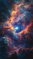 Fototapeta premium Colorful Cosmic Nebula with Glowing Star in Deep Space space star cosmic colorful universe galaxy