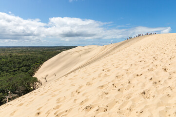 The Dune of Pilat near Archachon, eastern side with visitors on the crest