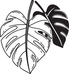 Obraz premium leaves hand drawn sketch illustration tropical plant foliage botanical art line drawing