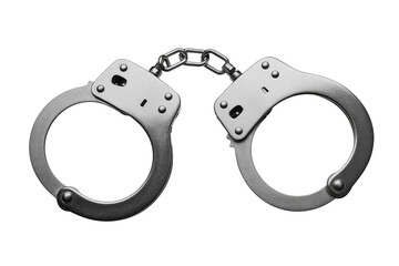 Metal handcuffs isolated on a transparent background