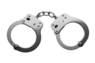 Metal handcuffs isolated on a transparent background
