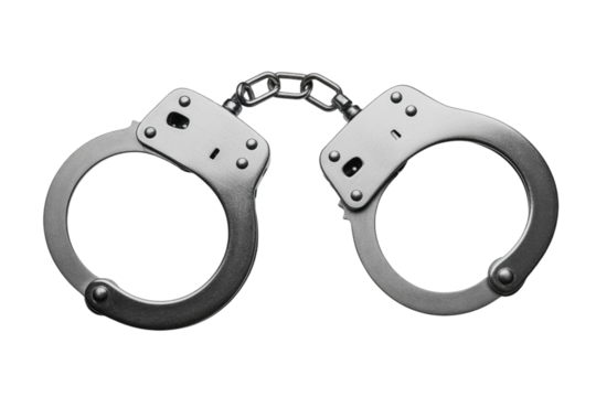 Metal handcuffs isolated on a transparent background