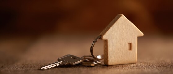 The wooden house with keys representing homeownership and security