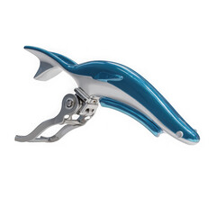 Obraz premium Detailed close up of a silver and blue dolphin shaped metal tie clip isolated on transparent background