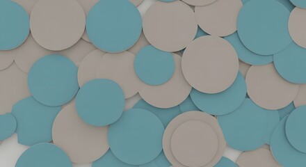 Layered Blue and Gray 3D Circles Background with Overlapping Minimal Shapes for Modern Abstract Design