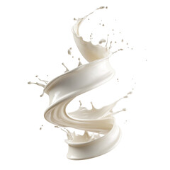 Swirl of creamy milk splash, isolated on transparent cutout background