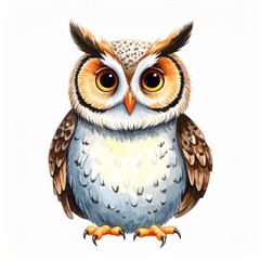 Obraz premium Adorable Watercolor Owl Illustration Perfect for Wellness Branding.