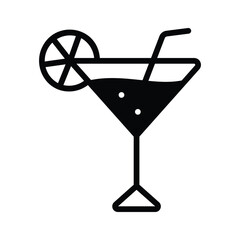 A trendy glyph icon of tropical cocktail glass
