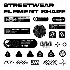Futuristic streetwear cyberpunk interface element technology graphic vector design template