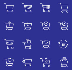 Blue abstract icons collection, Illustration, Line icons