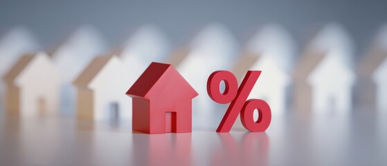 The house and percentage symbol representing real estate finance concepts.