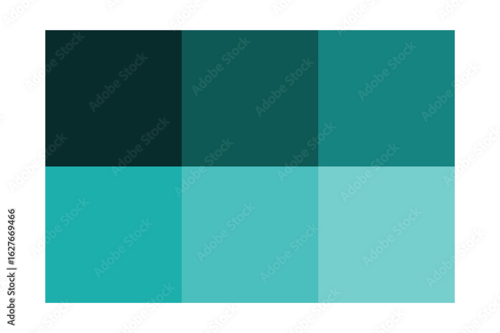Poster turquoise color palette. tonal shade squares. gradient visual scheme. vector illustration backdrop.