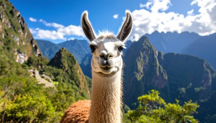 Obraz premium Close-up llama in Andes Mountains