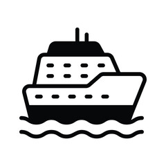 Grab this glyph icon of cruise ship journey