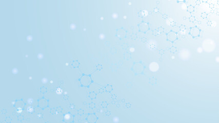 Modern scientific background with hexagons, lines and dots. Wave flow abstract background. Molecular structure for medical, technology, chemistry, science. Vector illustration