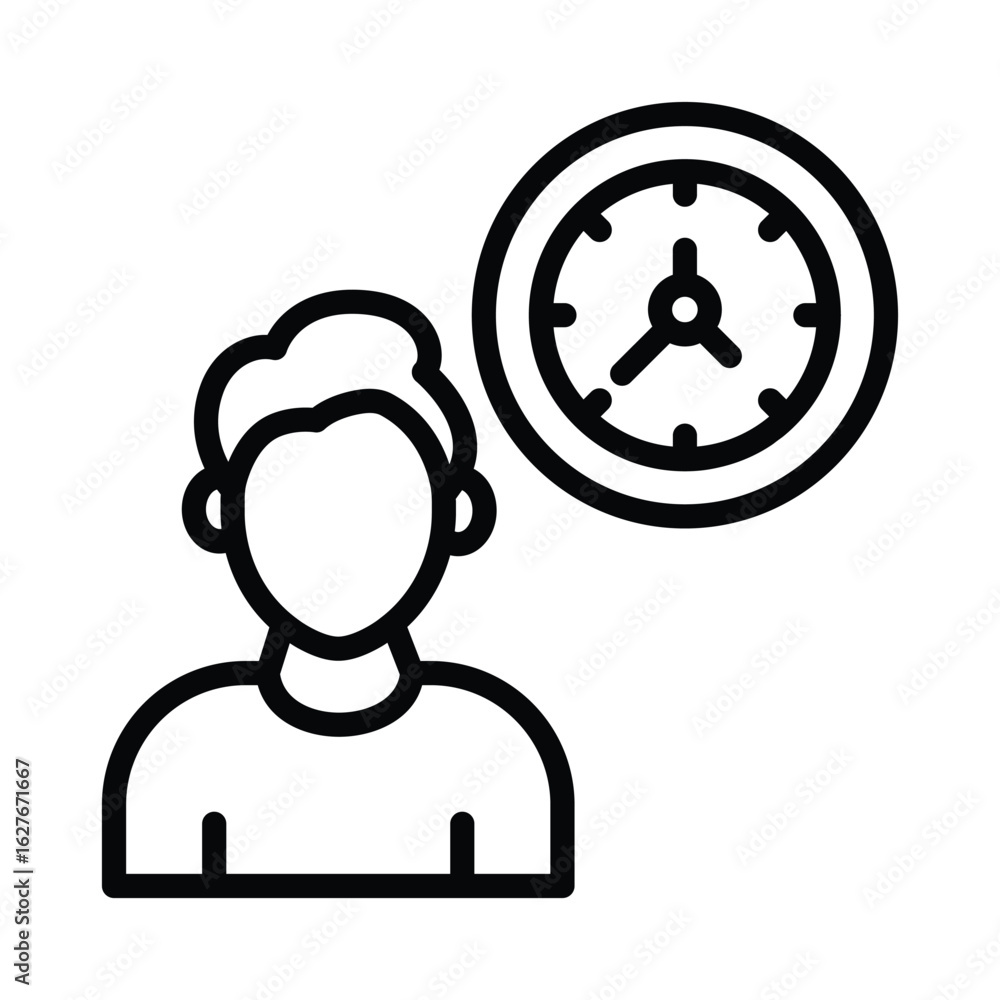 Poster worker task schedule vector outline icon. eps 10 file