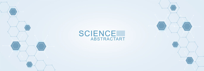 Health care abstract background with lines, dots and hexagons. Medical innovation banner template concept. illustration.