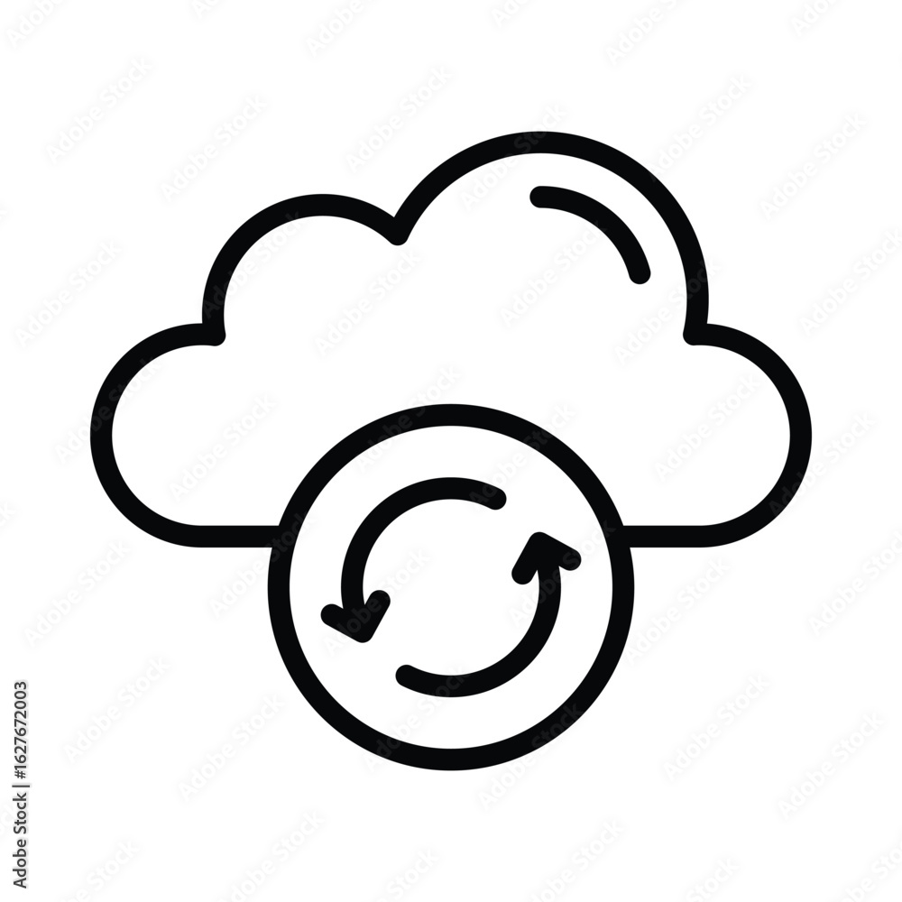 Poster cloud backup vector outline icon. eps 10 file