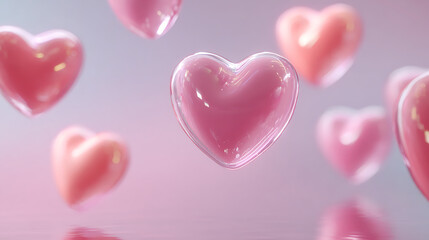 Obraz premium pink heart shaped balloons