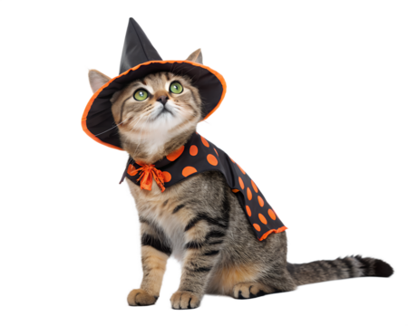 halloween cat with witch hat