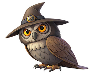 Fototapeta premium halloween owl with witch hat
