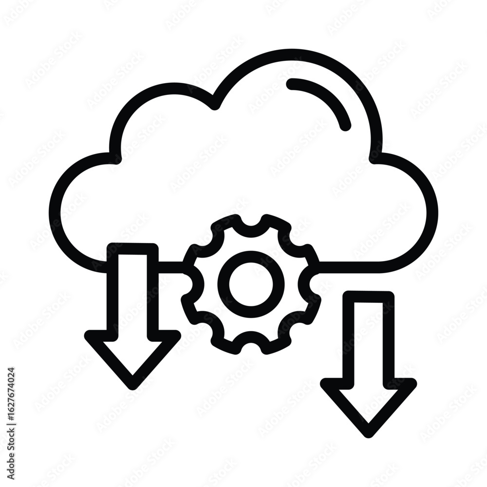 Poster cloud processing vector outline icon. eps 10 file